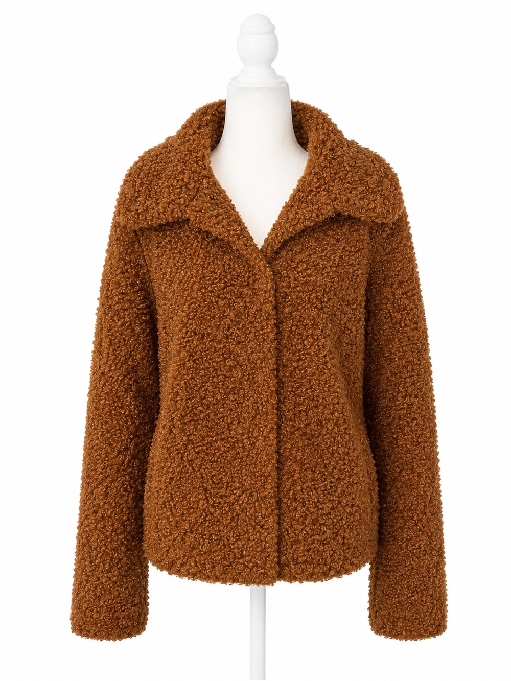 Forever 21 Contemporary Brown Teddy Sherpa Jacket Coat Women’s Medium Snap Front